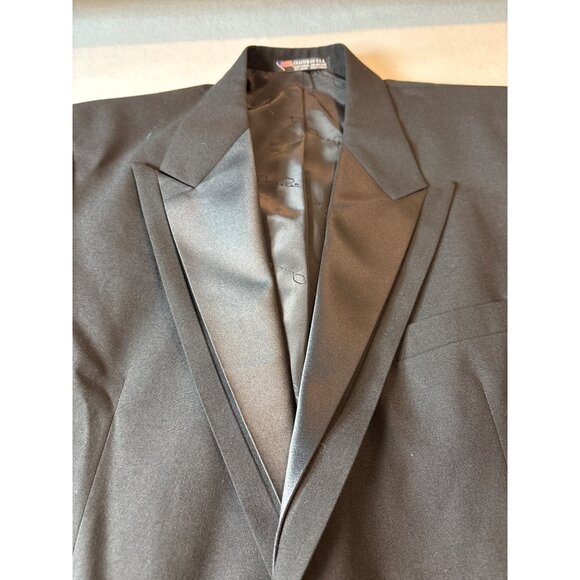 Oscar Dela Renta  Mens Tuxedo Jacket Double Breasted Black Polyester Blend - Picture 3 of 16